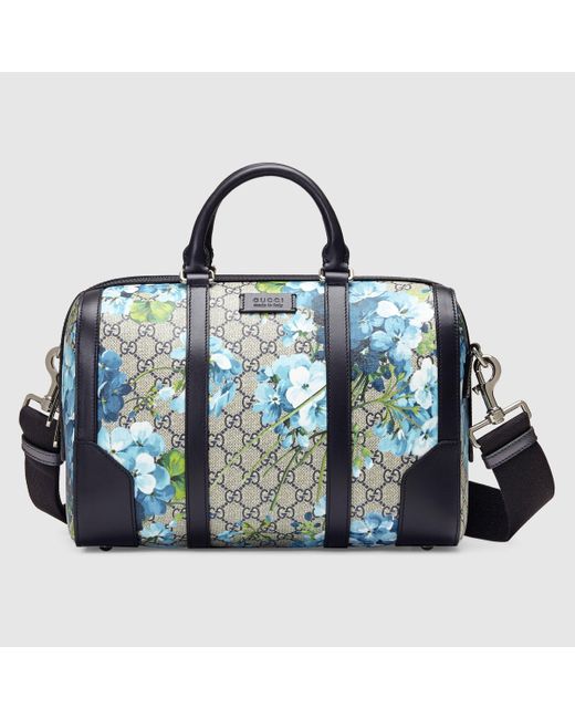 Gucci GG Blooms Canvas Duffle Bag in Blue Lyst